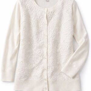 Merona Cream Lace-Front Button Cardigan